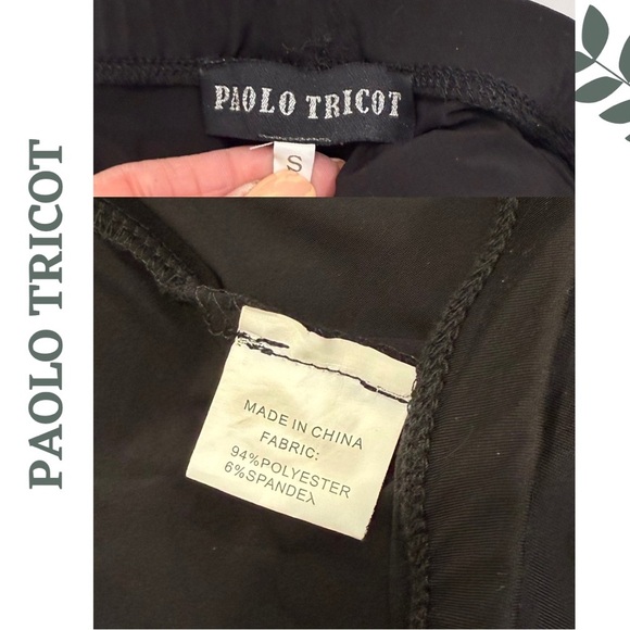 Paolo Tricot Pleated Hem Sleeveless Tunic & Ruched Leggings Set Black | Size S - Picture 9 of 9